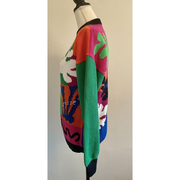 Vintage 90s Women’s Andina Matisse Handmade Peruvian Cotton Sweater Size Medium - Picture 3 of 9